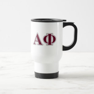 Alpha Phi Silver and Bordeaux Letters Travel Mug