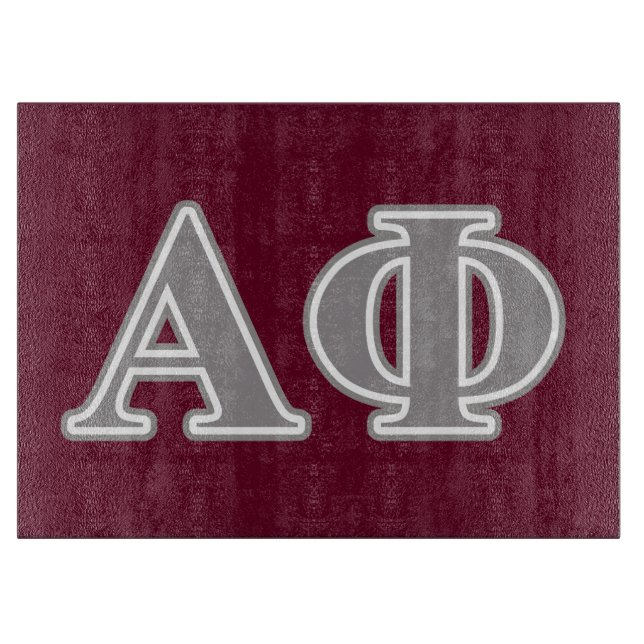 Alpha Phi Silver Letters Cutting Board (Front)
