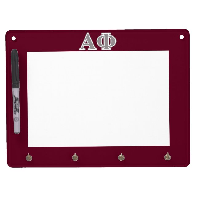 Alpha Phi Silver Letters Dry Erase Board With Keychain Holder (Front)