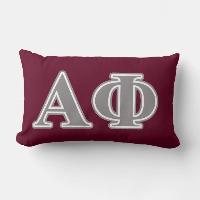 Alpha Phi Silver Letters Lumbar Pillow (Front)