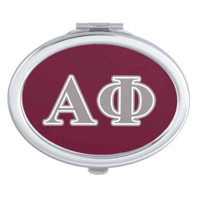 Alpha Phi Silver Letters Makeup Mirror (Front)