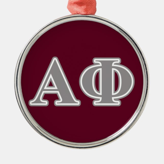 Alpha Phi Silver Letters Metal Ornament (Front)
