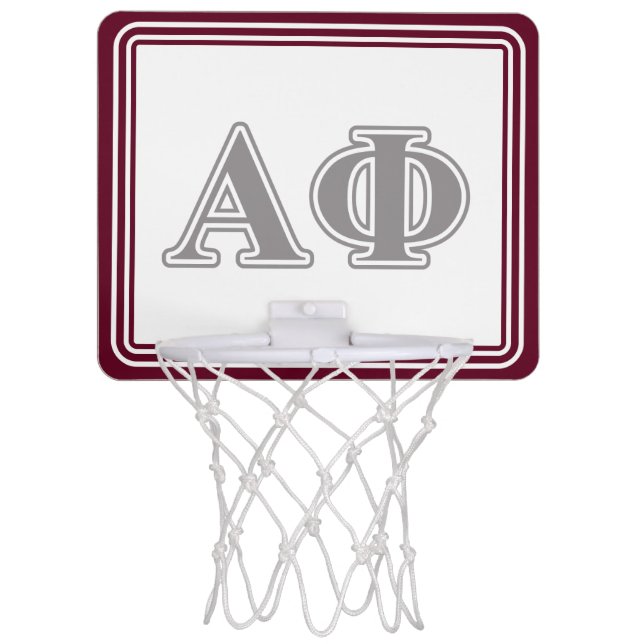 Alpha Phi Silver Letters Mini Basketball Hoop (Front)