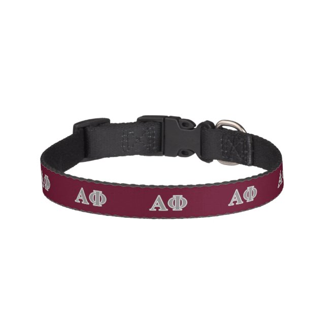 Alpha Phi Silver Letters Pet Collar (Front)