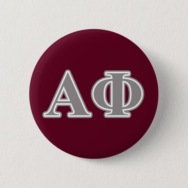 Alpha Phi Silver Letters Pinback Button (Front)
