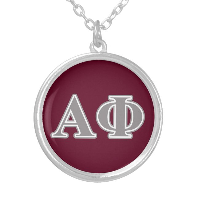 Alpha Phi Silver Letters Plated Necklace (Front)