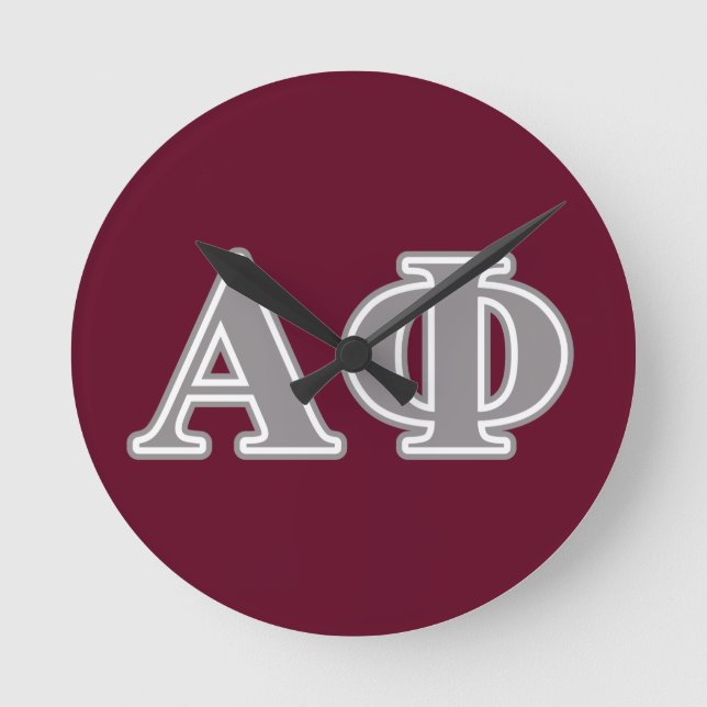 Alpha Phi Silver Letters Round Clock (Front)