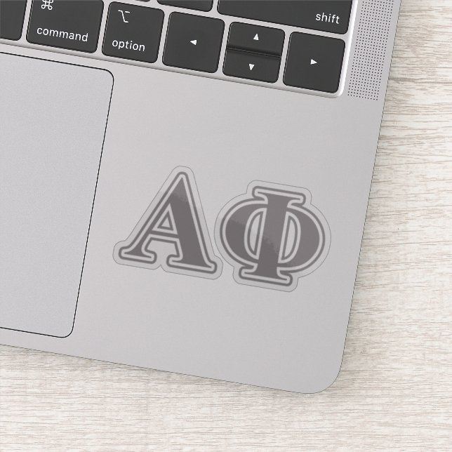 Alpha Phi Silver Letters Sticker (Detail)