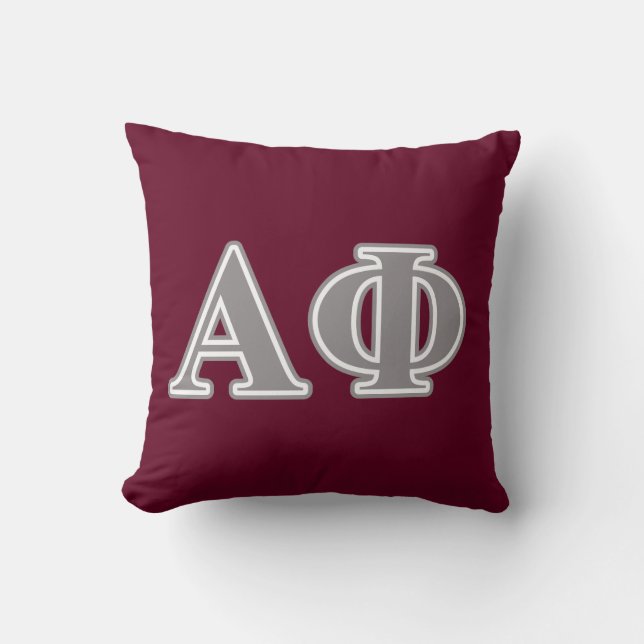 Alpha Phi Silver Letters Throw Pillow (Front)