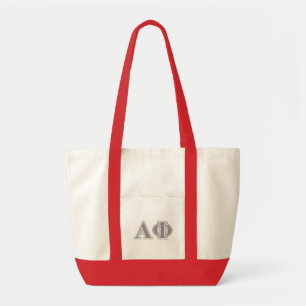 Alpha Phi Silver Letters Tote Bag