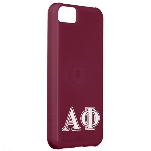 Alpha Phi White and Bordeau Letters Case-Mate iPhone Case (Back/Right)