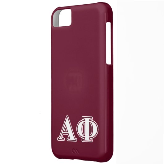 Alpha Phi White and Bordeau Letters Case-Mate iPhone Case (Back Left)