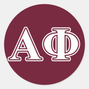 Alpha Phi White and Bordeau Letters Classic Round Sticker