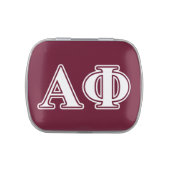 Alpha Phi White and Bordeau Letters Jelly Belly Tin | Zazzle