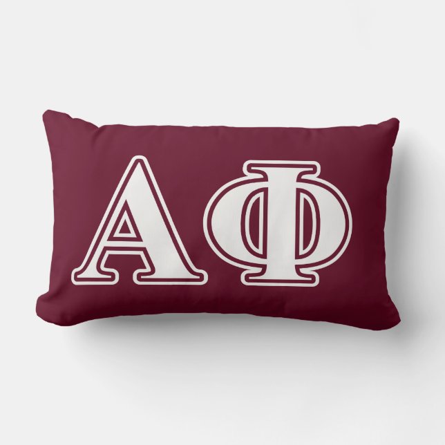 Alpha Phi White and Bordeau Letters Lumbar Pillow (Front)