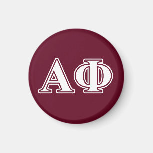 Alpha Phi White and Bordeau Letters Magnet