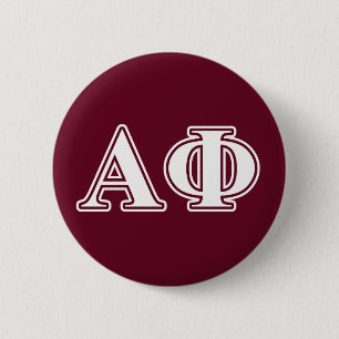 Alpha Phi White and Bordeau Letters Pinback Button