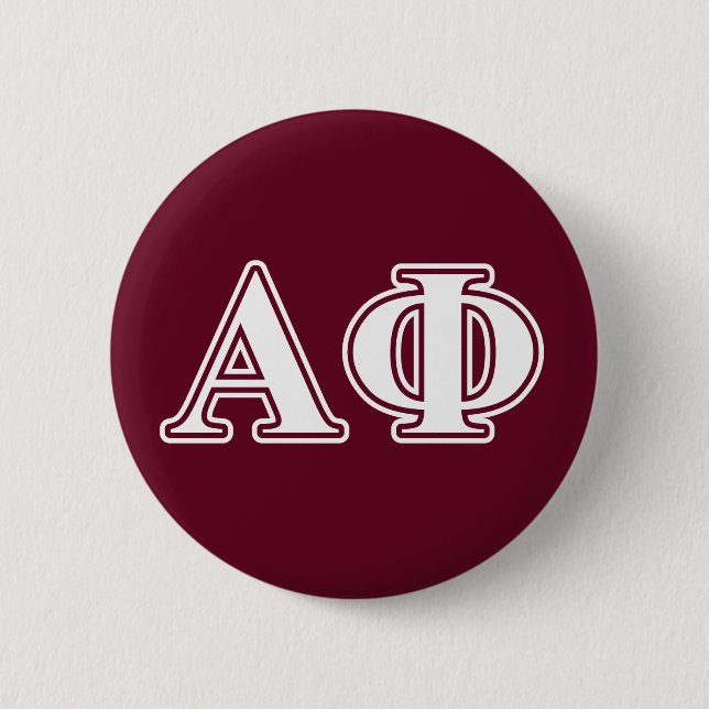 Alpha Phi White and Bordeau Letters Pinback Button (Front)
