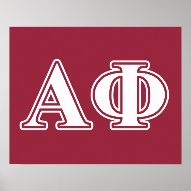 Alpha Phi White and Bordeau Letters Poster (Front)