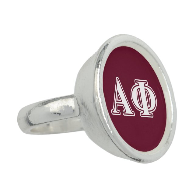Alpha Phi White and Bordeau Letters Ring (Side)