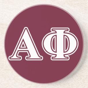 Alpha Phi White and Bordeau Letters Sandstone Coaster
