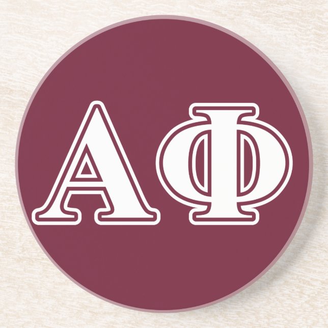 Alpha Phi White and Bordeau Letters Sandstone Coaster (Front)