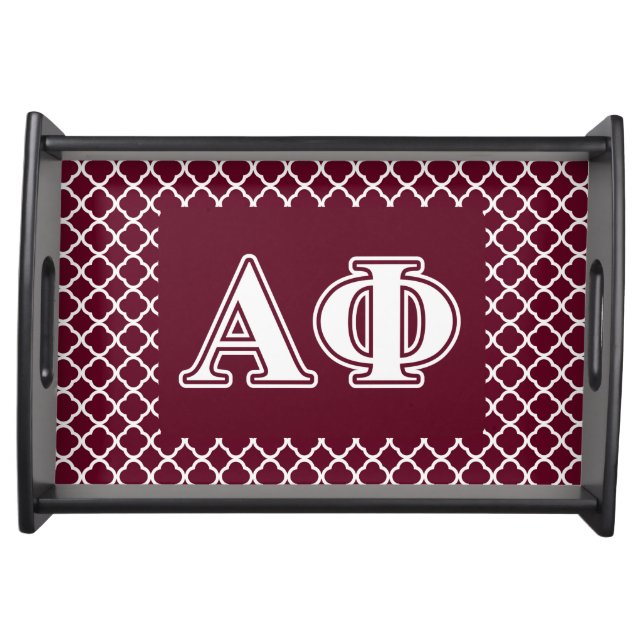 Alpha Phi White and Bordeau Letters Serving Tray (Front)