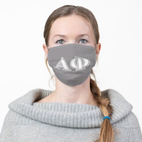 Alpha Phi White and Silver Letters Adult Cloth Face Mask