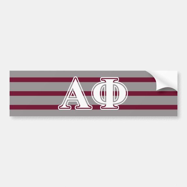 Alpha Phi White and Silver Letters Bumper Sticker (Front)