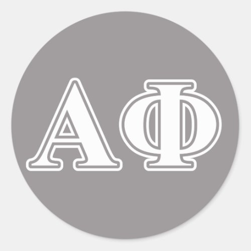 Alpha Phi White and Silver Letters Classic Round Sticker