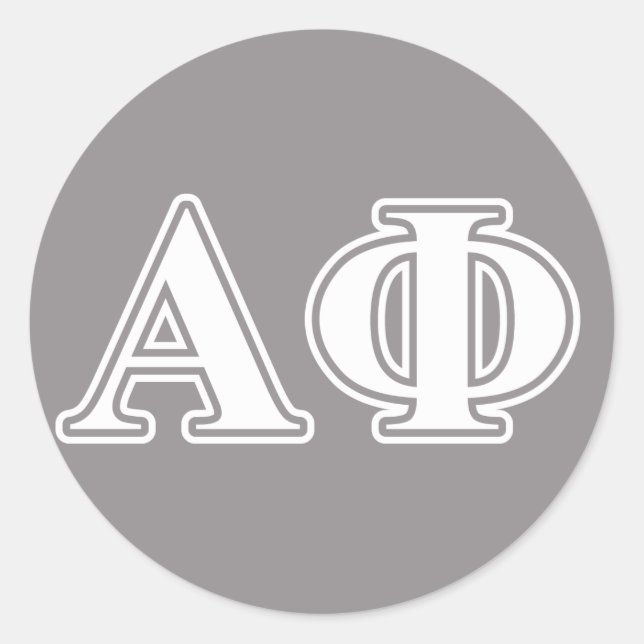 Alpha Phi White and Silver Letters Classic Round Sticker (Front)