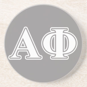 Alpha Phi White and Silver Letters Coaster