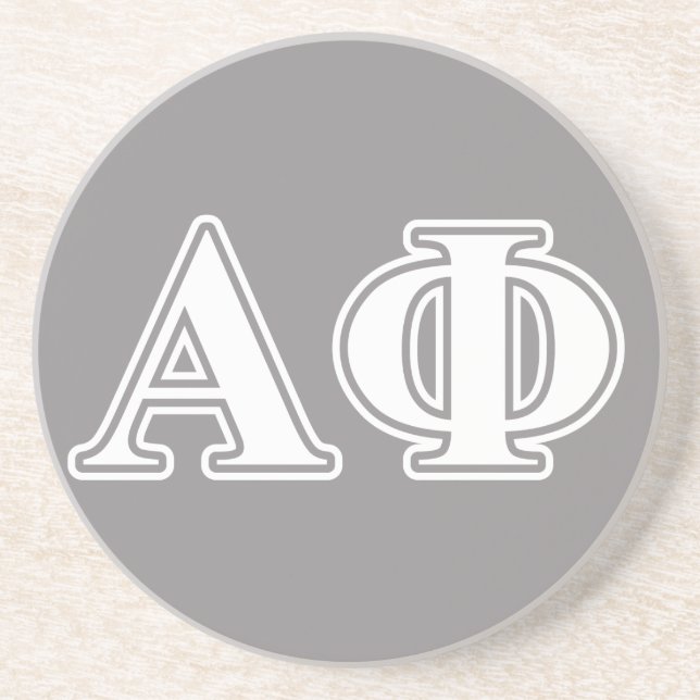 Alpha Phi White and Silver Letters Coaster (Front)