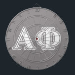 Alpha Phi White and Silver Letters Dartboard With Darts<br><div class="desc">Check out these official Alpha Phi designs! Personalize your own Greek merchandise on Zazzle.com! Click the Customize button to insert your own name, class year, or club to make a unique product. Try adding text using various fonts & view a preview of your design! Zazzle's easy to customize products have...</div>