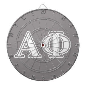 Alpha Phi White and Silver Letters Dartboard With Darts
