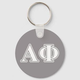 Alpha Phi White and Silver Letters Keychain