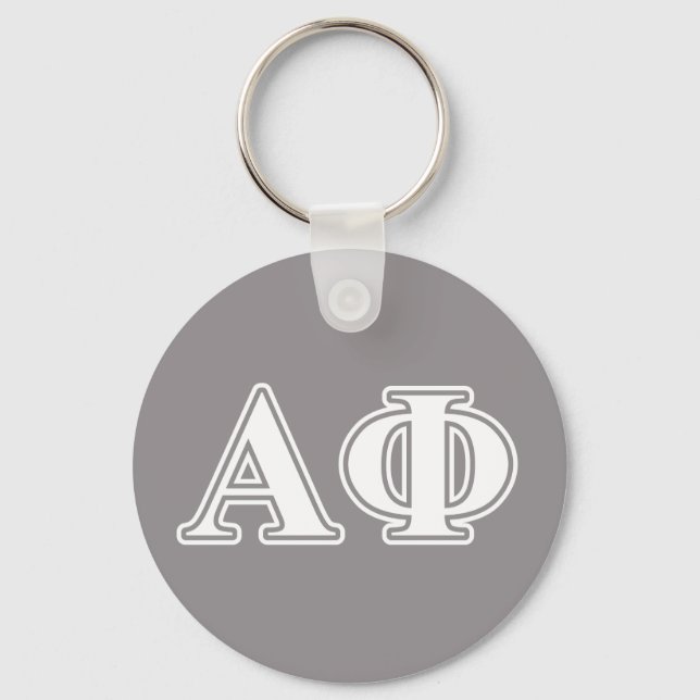 Alpha Phi White and Silver Letters Keychain (Front)