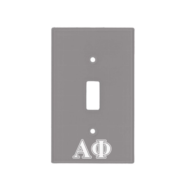 Alpha Phi White and Silver Letters Light Switch Cover (Front)