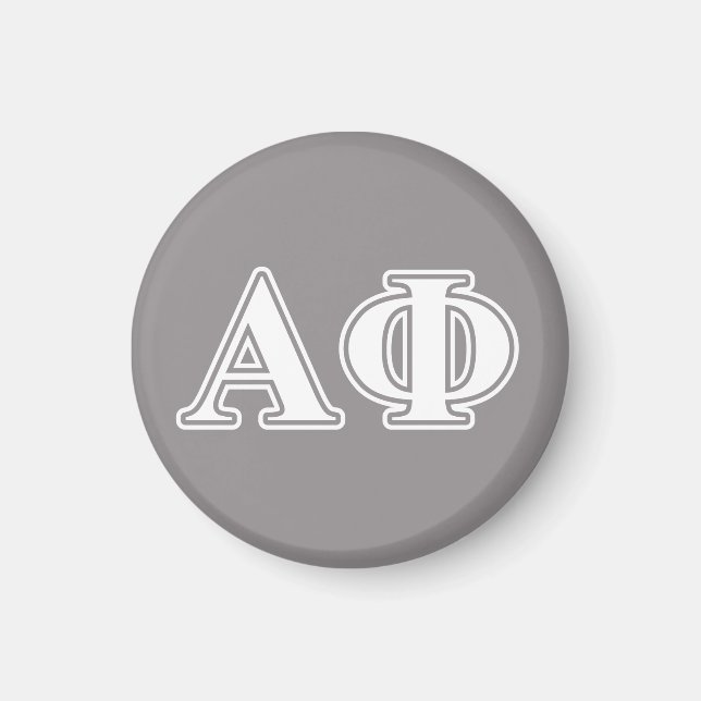 Alpha Phi White and Silver Letters Magnet (Front)