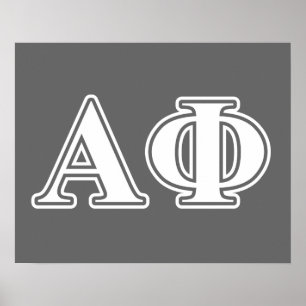 Alpha Phi White and Silver Letters Poster