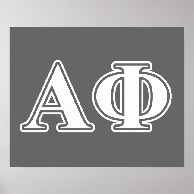 Alpha Phi White and Silver Letters Poster (Front)