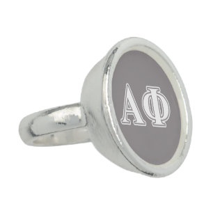 Alpha Phi White and Silver Letters Ring