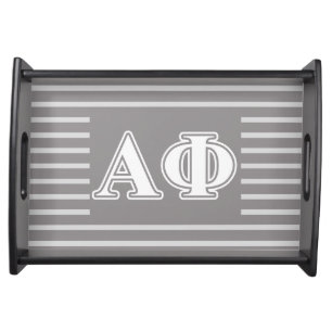 Alpha Phi White and Silver Letters Serving Tray