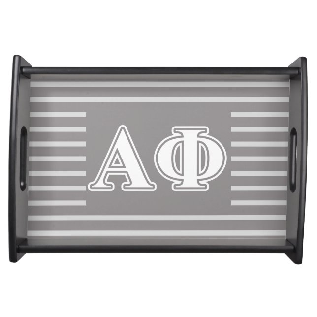 Alpha Phi White and Silver Letters Serving Tray (Front)