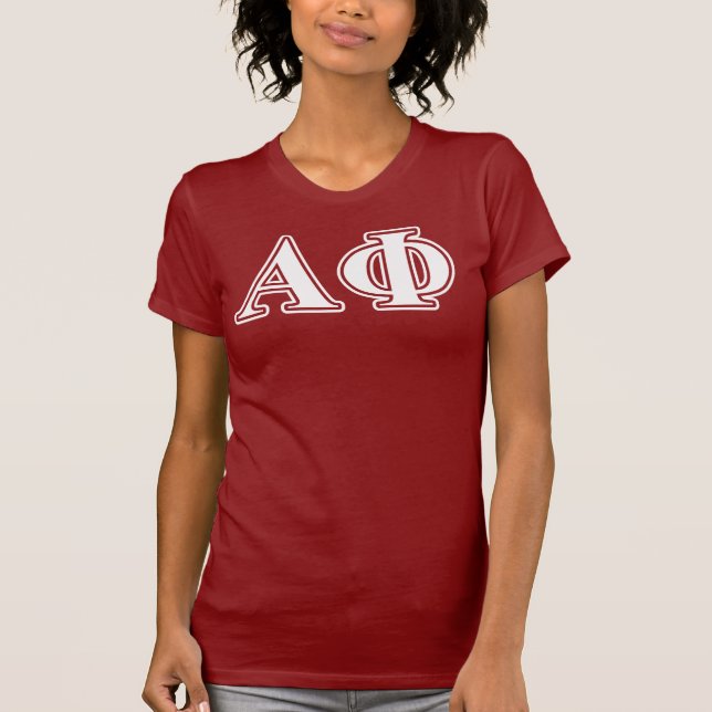 Alpha Phi White and Silver Letters T-Shirt (Front)