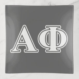Alpha Phi White and Silver Letters Trinket Tray