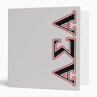Alpha Sigma Alpha Black an Red Letters 3 Ring Binder