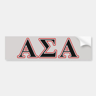 Alpha Sigma Alpha Black an Red Letters Bumper Sticker