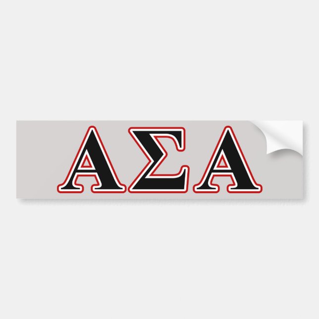 Alpha Sigma Alpha Black an Red Letters Bumper Sticker (Front)