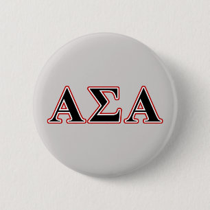 Alpha Sigma Alpha Black an Red Letters Button